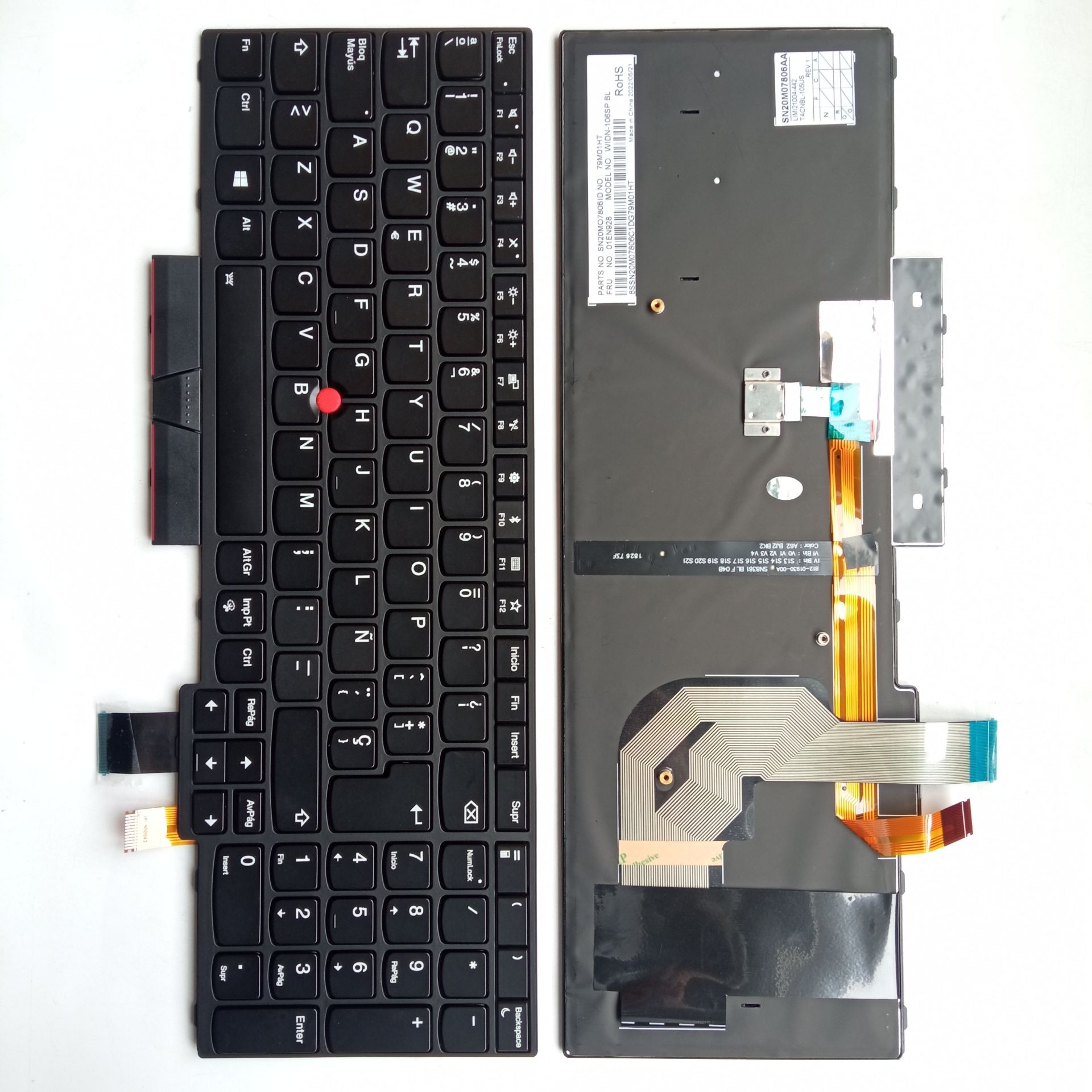 Picture of New Replacement Laptop Keyboard For IBM T570/T580/P52S/P51S BLACK FRAME BLACK With Point Backlit (OEM) SP Layout